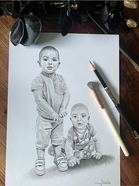 Handgezeichnete Portrait DIN A3